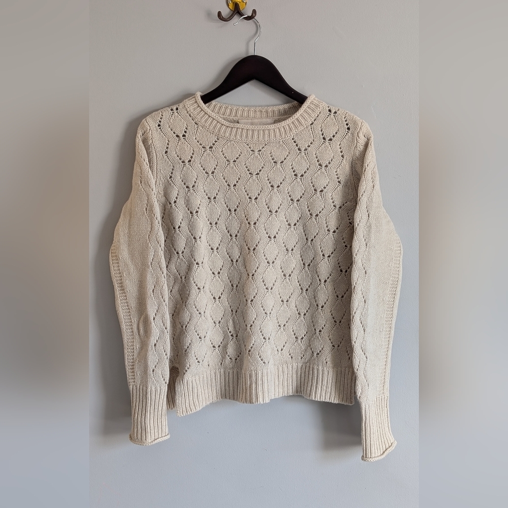 Vanessa Bruno | Josefao Pointelle-Knit Wool & Yak Blend Oatmeal Sweater, Size L